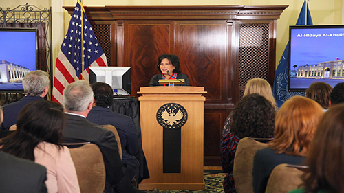 من مكتبة الكونغرس بالعاصمة الأميركية واشنطن، معالي الشيخة مي تؤكد: البحرين تشكل نموذجاً  للنجاح في استثمار البنية التحتية الثقافية