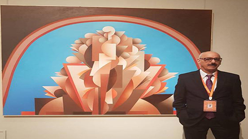 Artist Adnan Al-Ahmad’s Painting “ Spirit Conversation”, At The 8th  Beijing International Art Biennale, China 2019