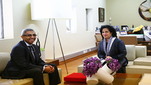 H.E Shaikha Mai Receives the New  Egyptian Ambassador, Cultural relations between both countries discussed