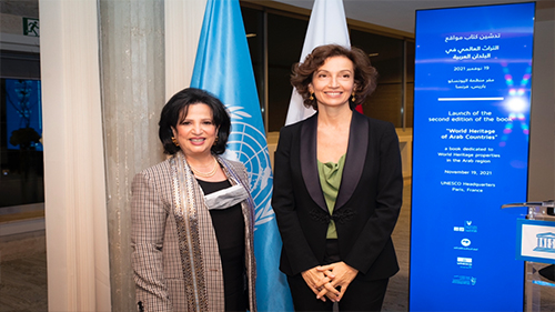 Official Book for “The World Heritage in the Arab Countries Part II” in the presence of UNESCO’s Director-General, Paris, H.E: The book documents Arab sites registered on World Heritage List and contributes to their safeguard and protection